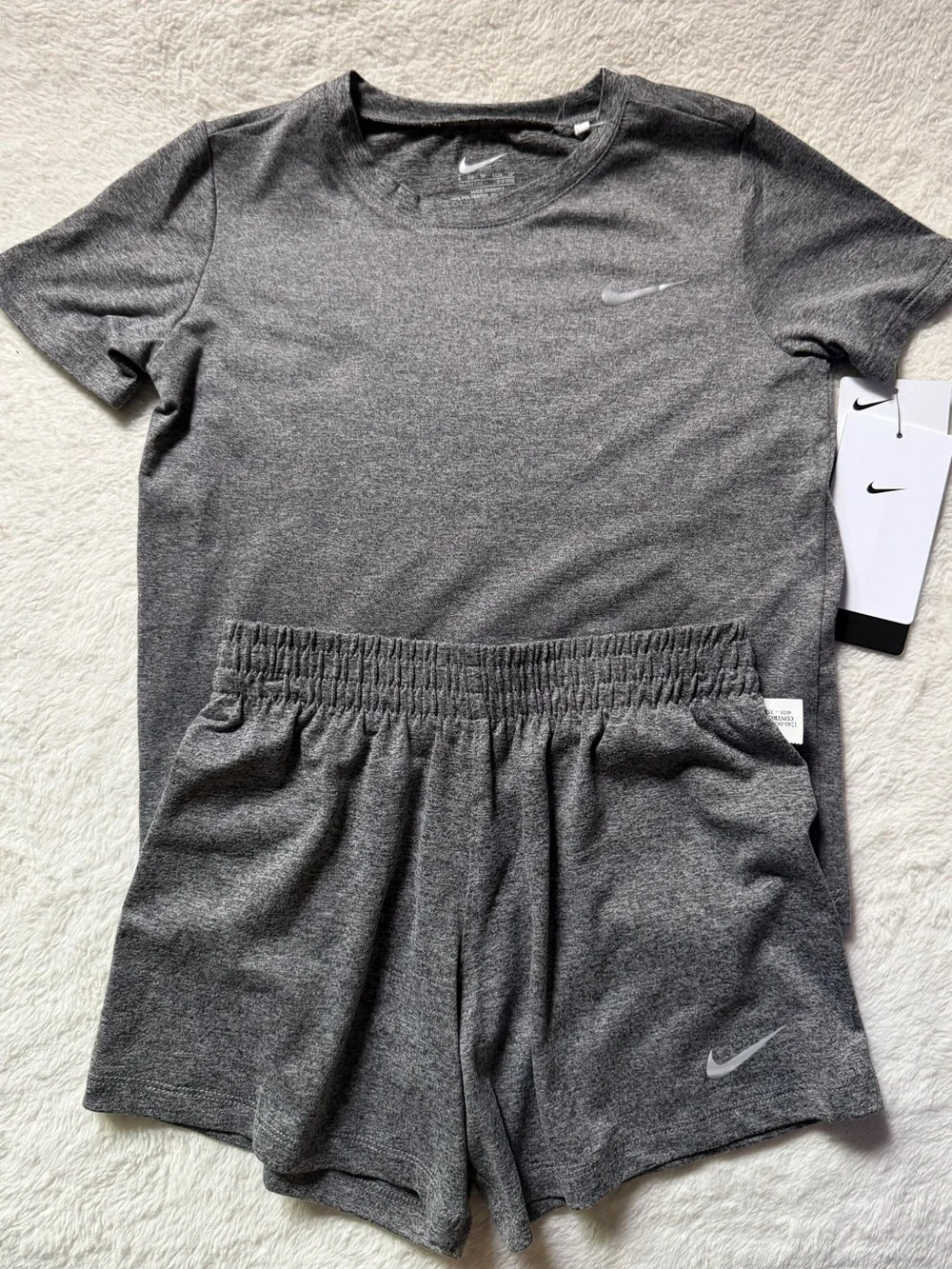 Nike Kids Gray Heather Athletic Tee and Shorts Set